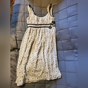 Sleeveless Adriana Papell White Dress with Black Accents